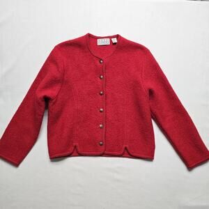 Vintage Nell Flowers Jacket Womens 10 Wool Scallop Hem Boiled Wool Blazer